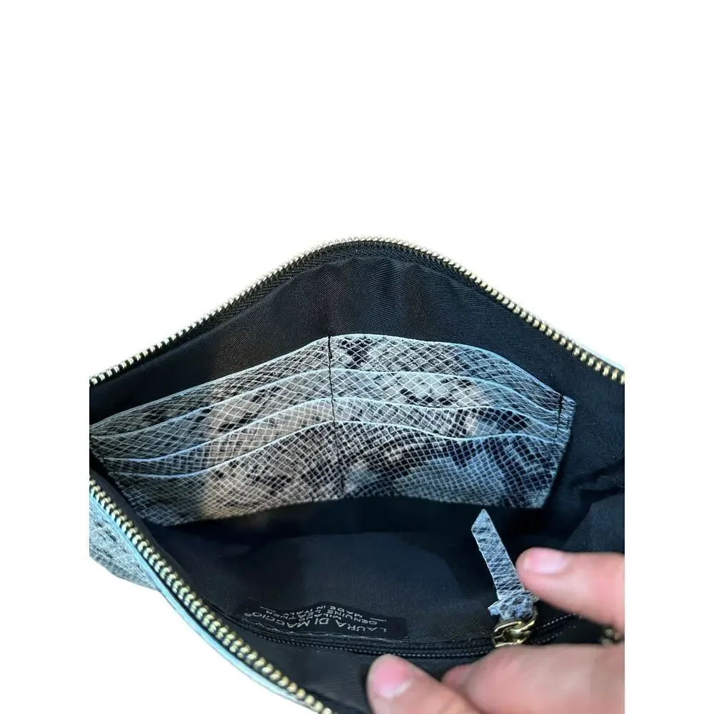 Laura di Maggio Women's Gray Black Snake Print Genuine Leather Wristlet